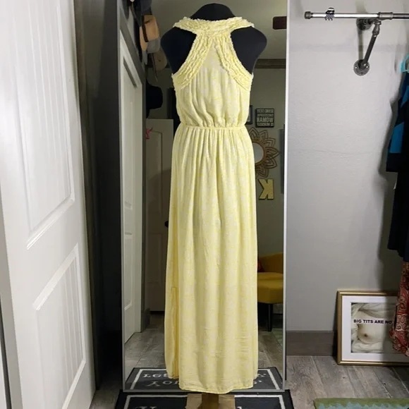 Yellow cotton maxi dress (XS) - Picture 10 of 14
